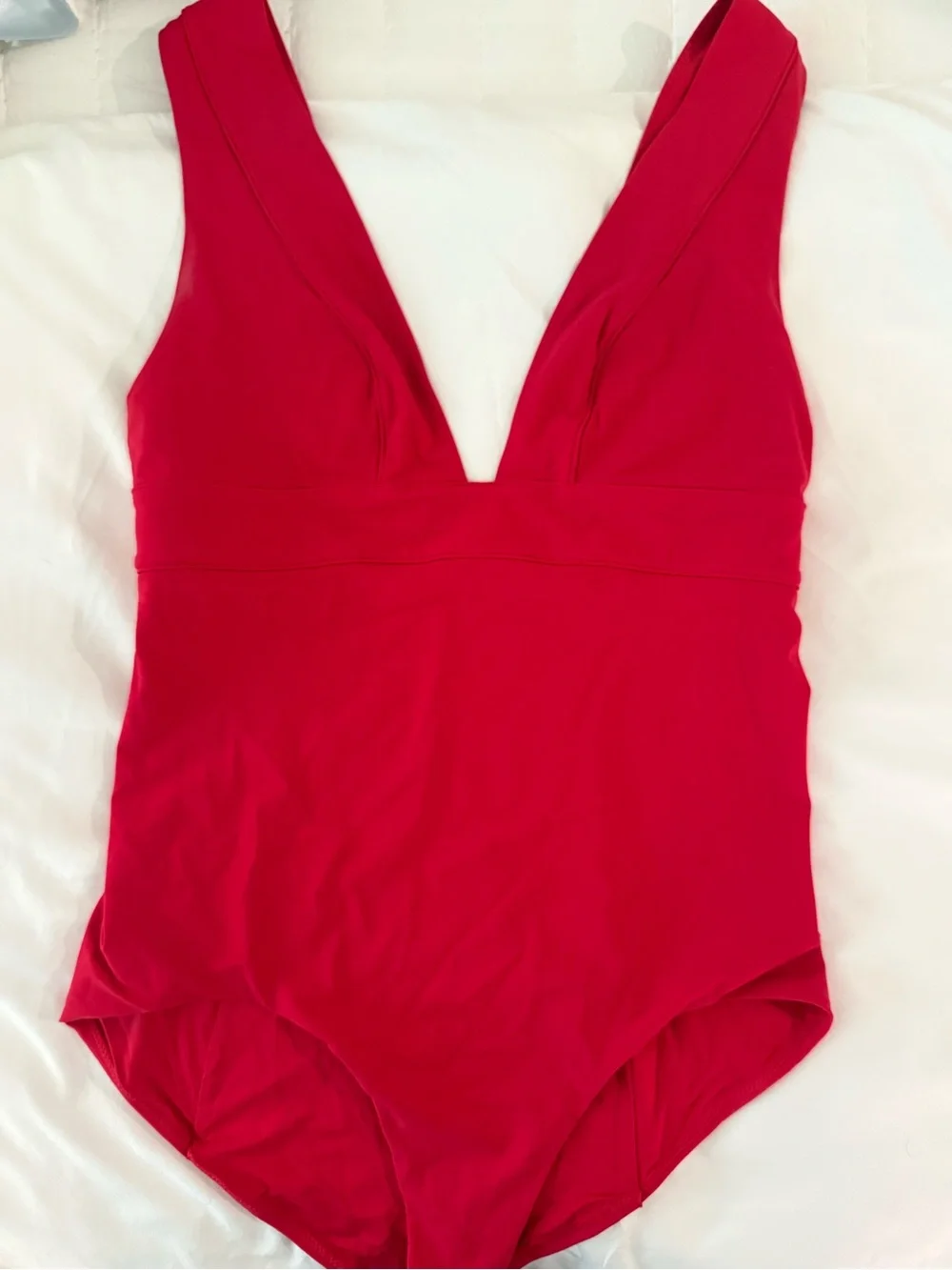 & Other Stories Deep V One-Piece Swimsuit in Red